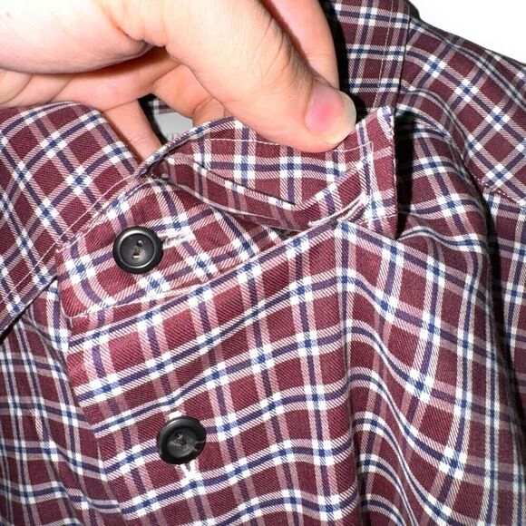 Eton Slim Fit Non-Iron Red Check BD Dress Shirt Size XL 17 - Picture 4 of 8